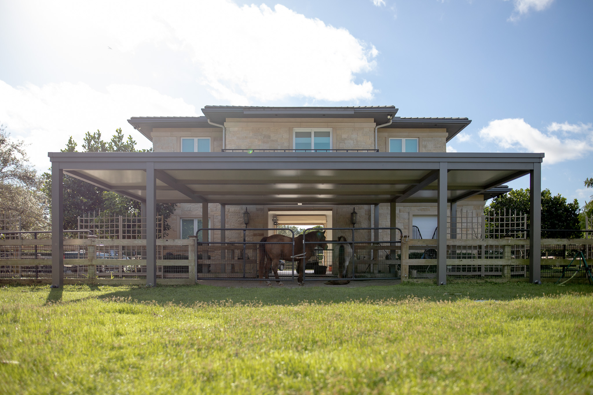 Automated Louvered Pergolas Provide Shade on Demand and Rain Protection by Sensors